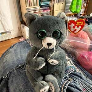 Ty Beanie Bellies Binx the Gray Russian Blue Cat 6" Plush